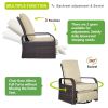 Outdoor Patio Rattan Wicker Swivel Recliner Chair;  Adjustable Reclining Chair 360° Rotating with Water Resistant Cushions